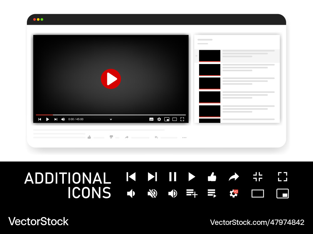 Video player template for web or mobile apps Video player template for web or mobile apps Vector Image