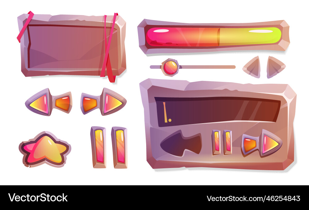 Cartoon stone game buttons gui or ui design Cartoon stone game buttons gui or ui design vector image