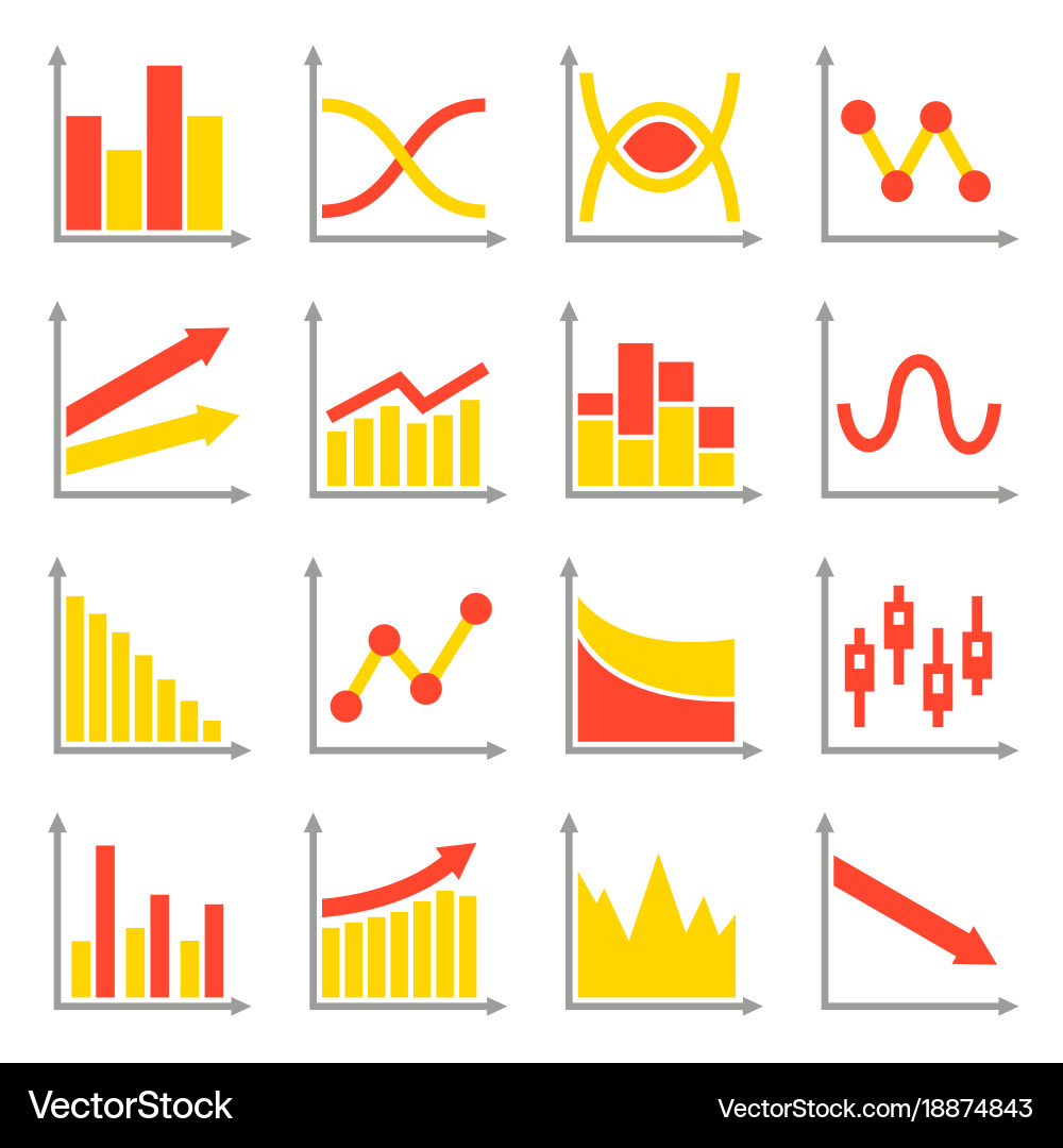 Data Charts & Graphs Icons vector image