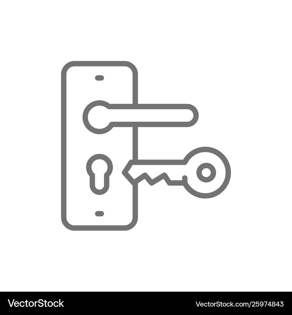 Door handle with key lock line icon Door handle with key lock line icon vector image