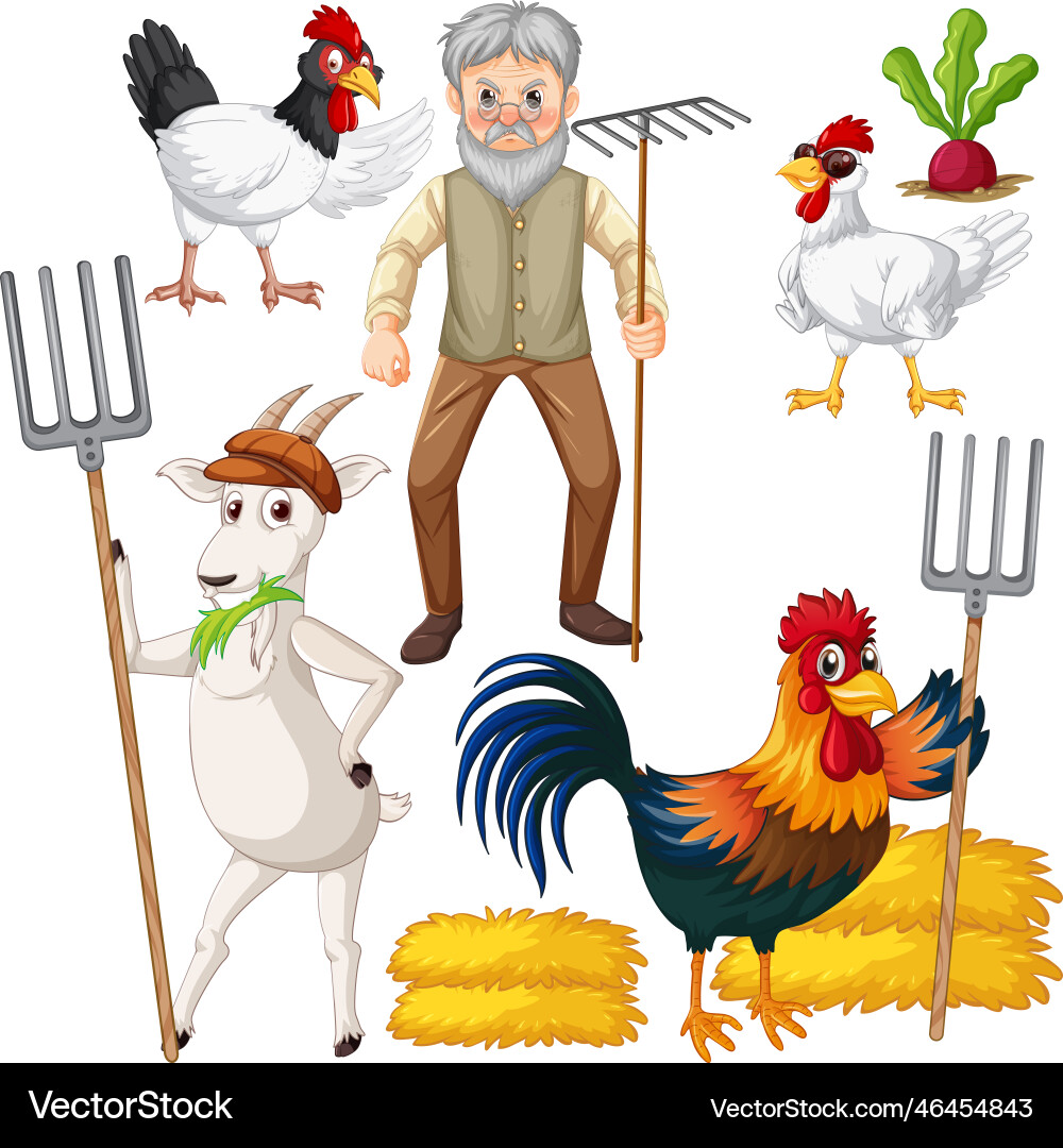 Farm objects and elements set Vector Image