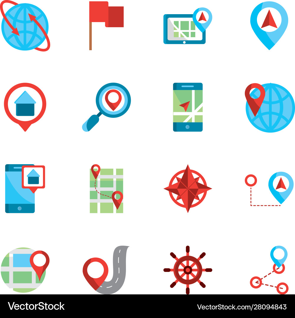 Gps map and navigation icons collection vector image