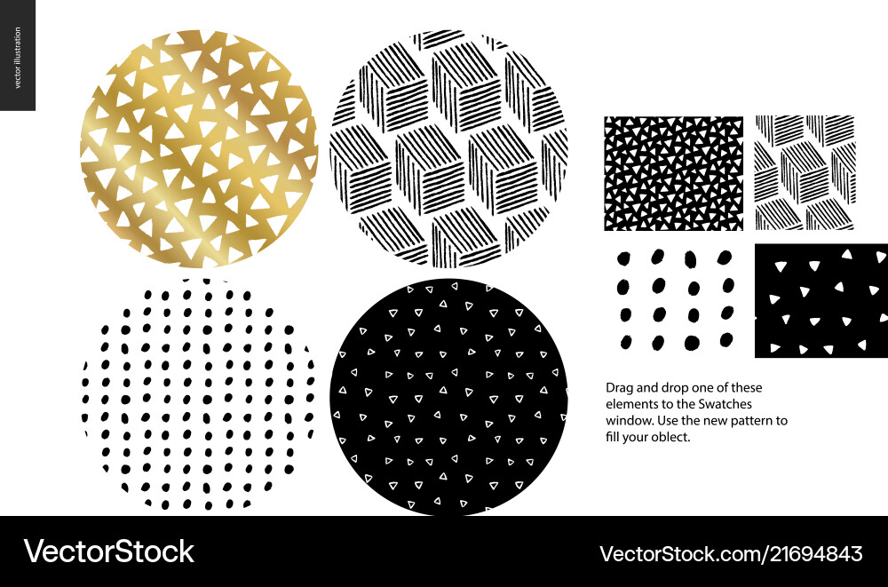Hand drawn patterns - rounded Vector Image