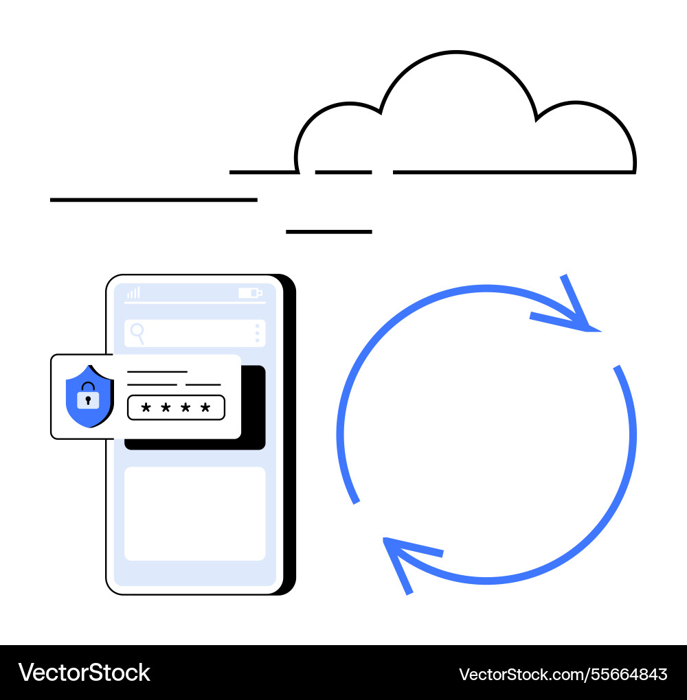 Mobile data sync with secure cloud storage Mobile data sync with secure cloud storage vector image