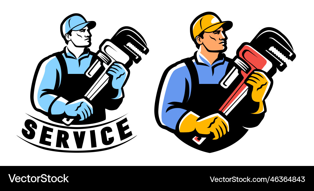 Plumber worker with adjustable plumbing and pipe Plumber worker with adjustable plumbing and pipe vector image