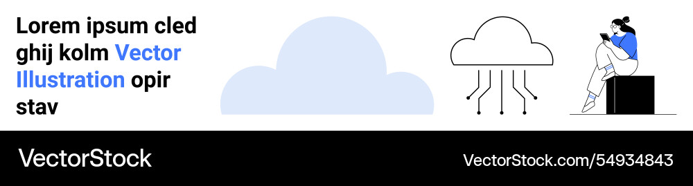 Remote work and cloud computing concept with text Remote work and cloud computing concept with text vector image