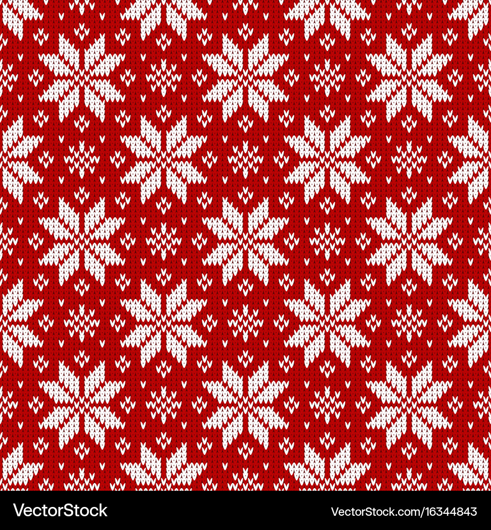 Seamless Knitted Snowflake Pattern Vector Image