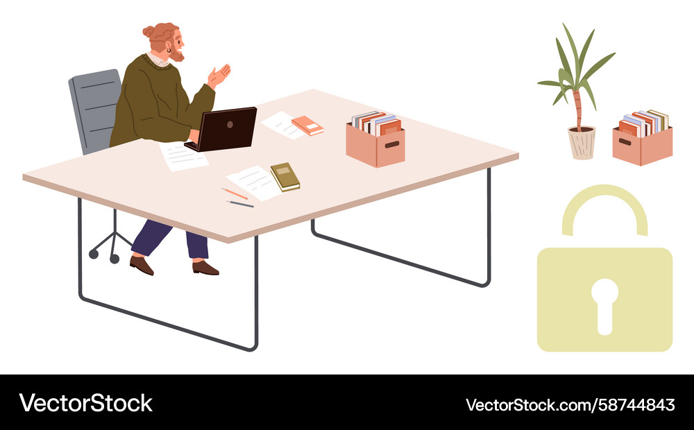 Secure Workspace Productivity Vector Image