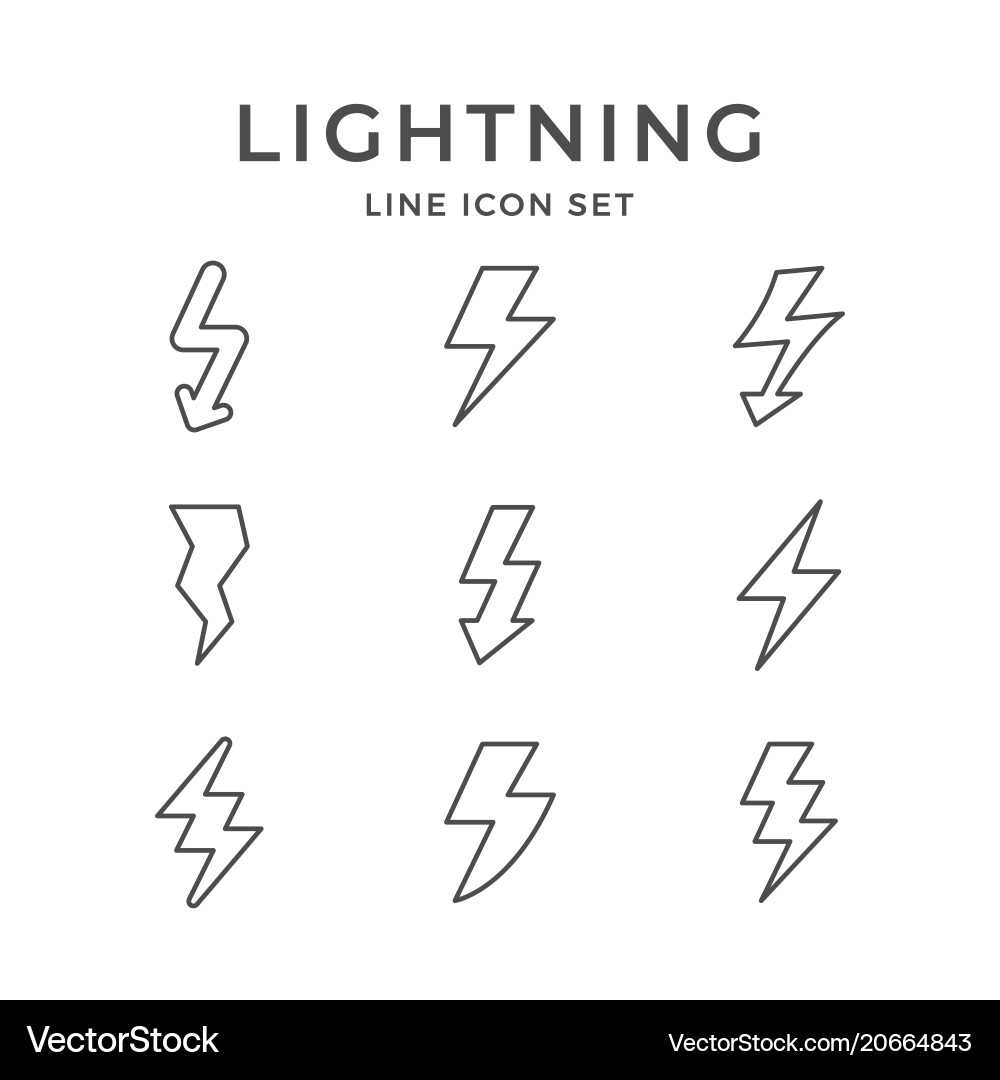 Set line icons of lightning vector image