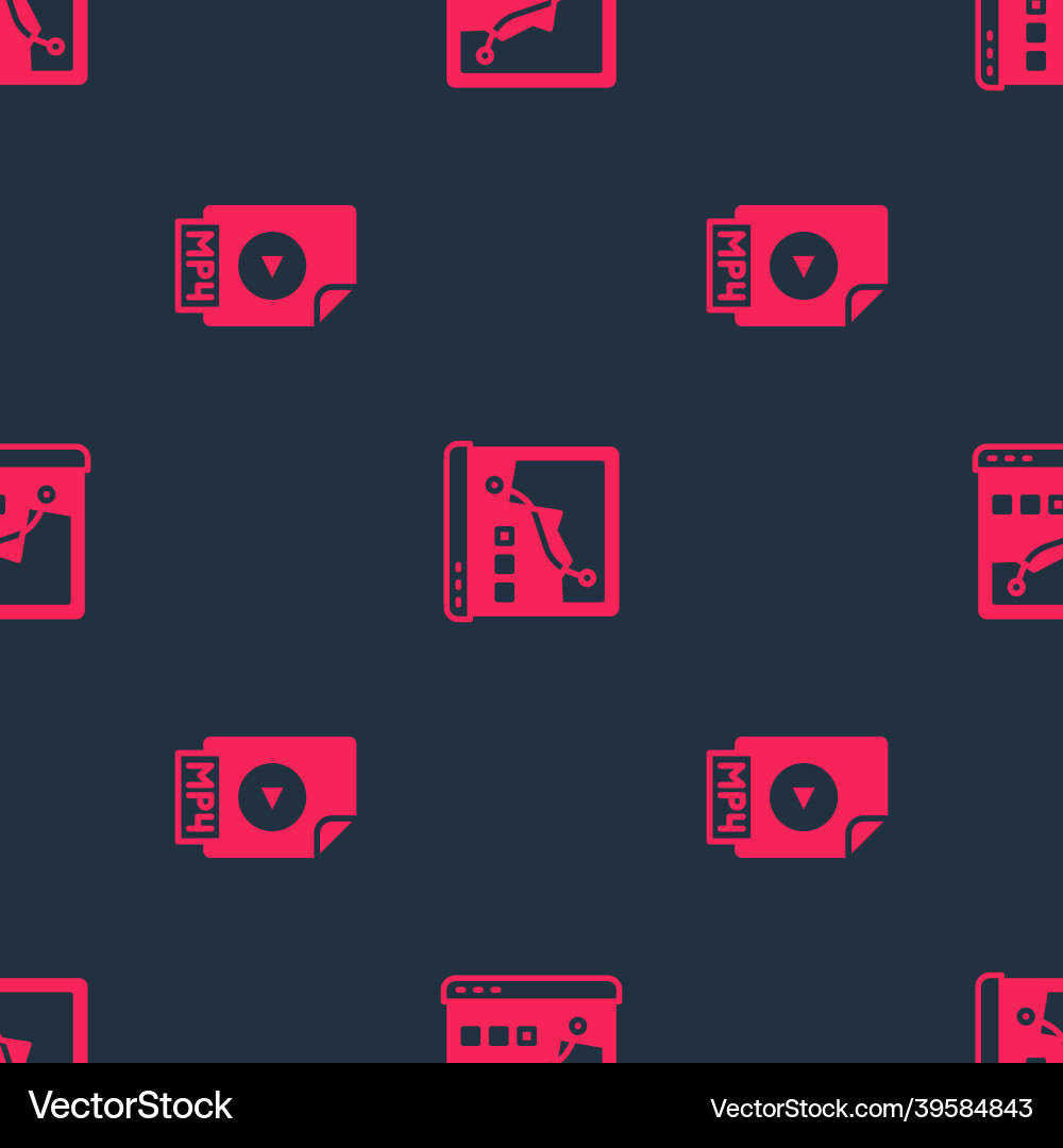 Set mp4 file document and histogram graph Set mp4 file document and histogram graph vector image