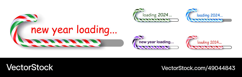 Set of loading progress bars 2024 new year made Set of loading progress bars 2024 new year made Vector Image
