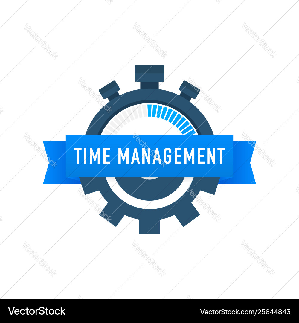 Time management label with character and text Time management label with character and text Vector Image