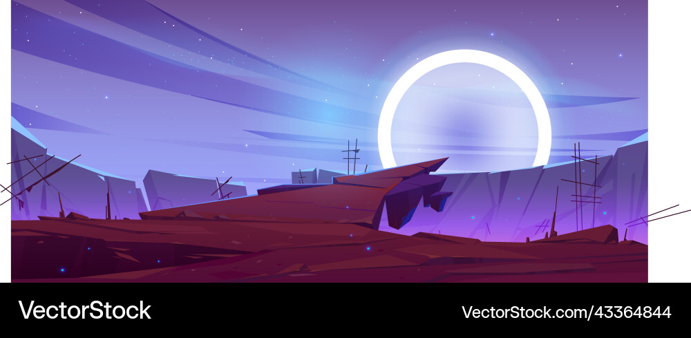 Cosmic Background Alien Planet Deserted Landscape Vector Image