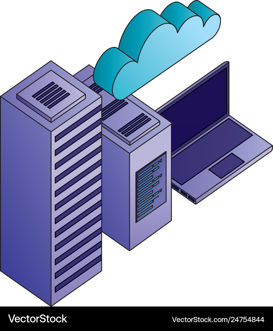 Database server computer cpu laptop cloud storage Vector Image