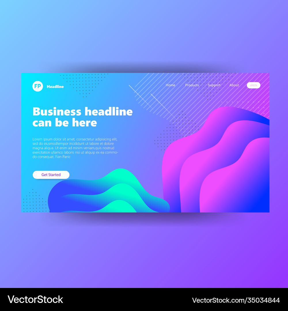 Landing page template with gradient modern webpage Landing page template with gradient modern webpage Vector Image
