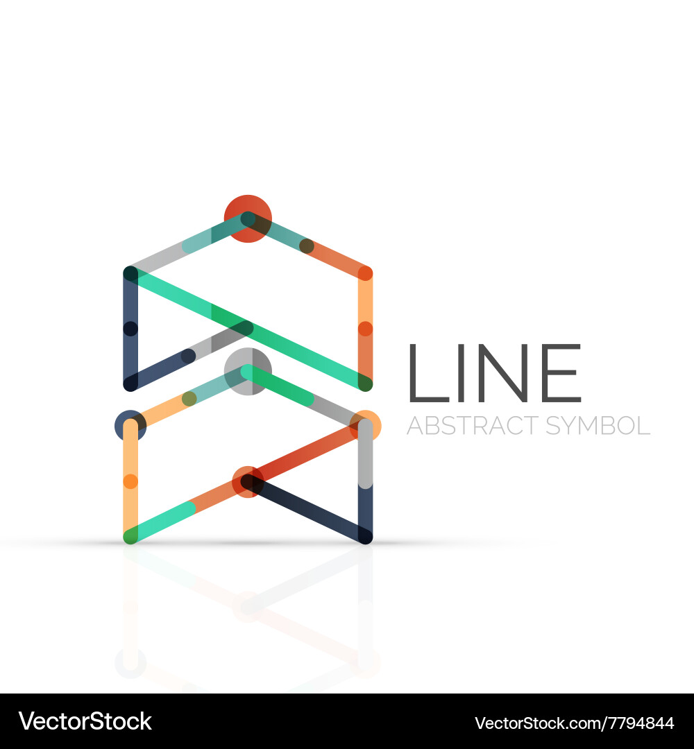 Linear abstract logo connected multicolored Vector Image