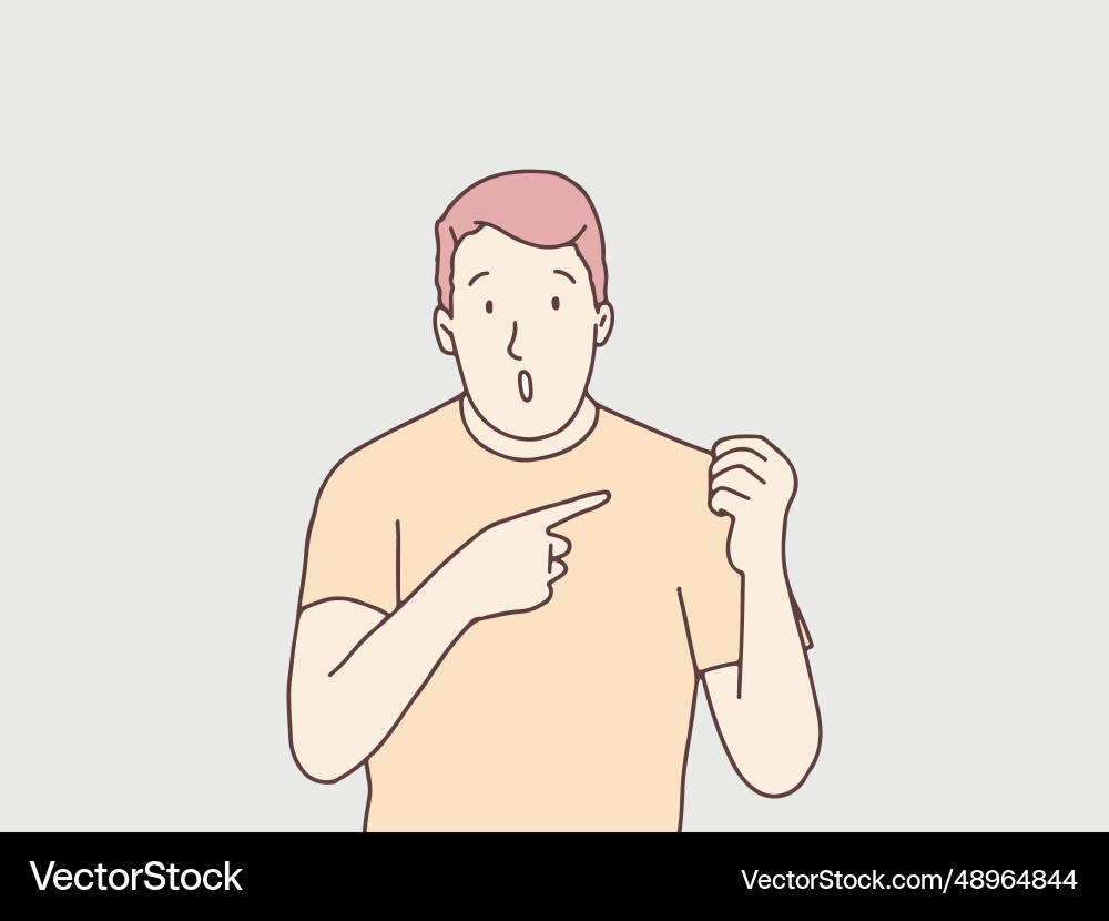 Man pointing gesture hand simple korean style Vector Image