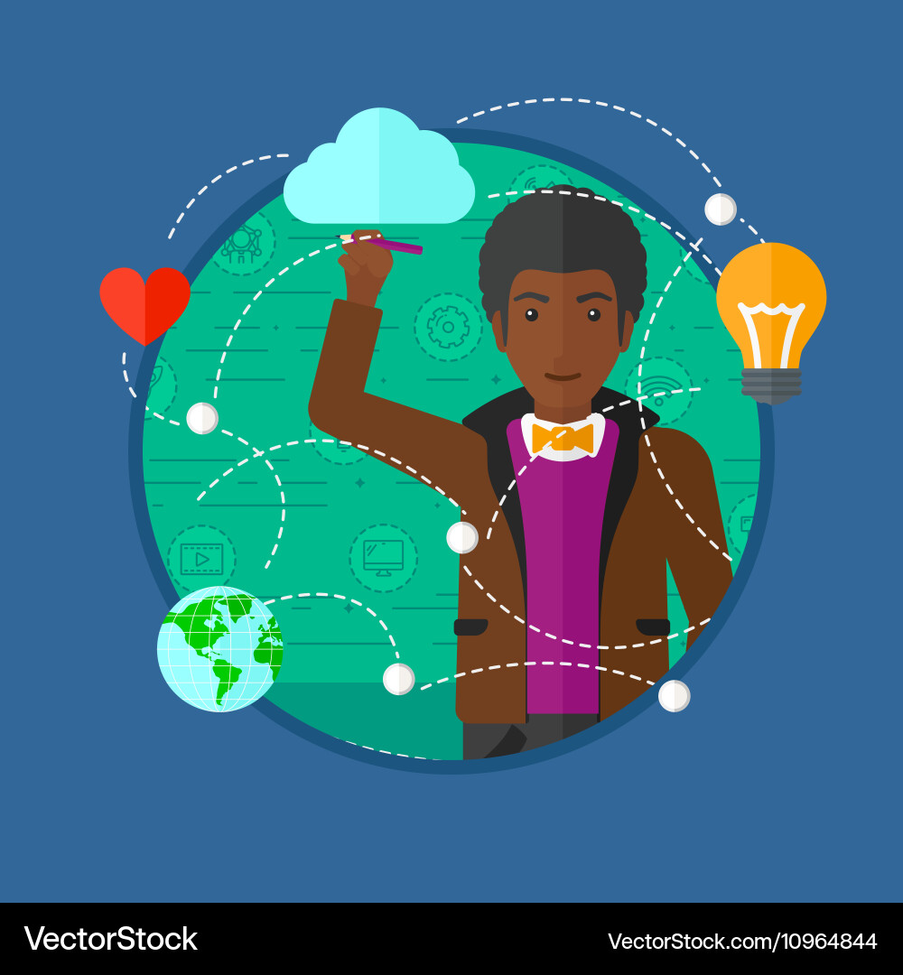 Man writing cloud computing on virtual screen Vector Image