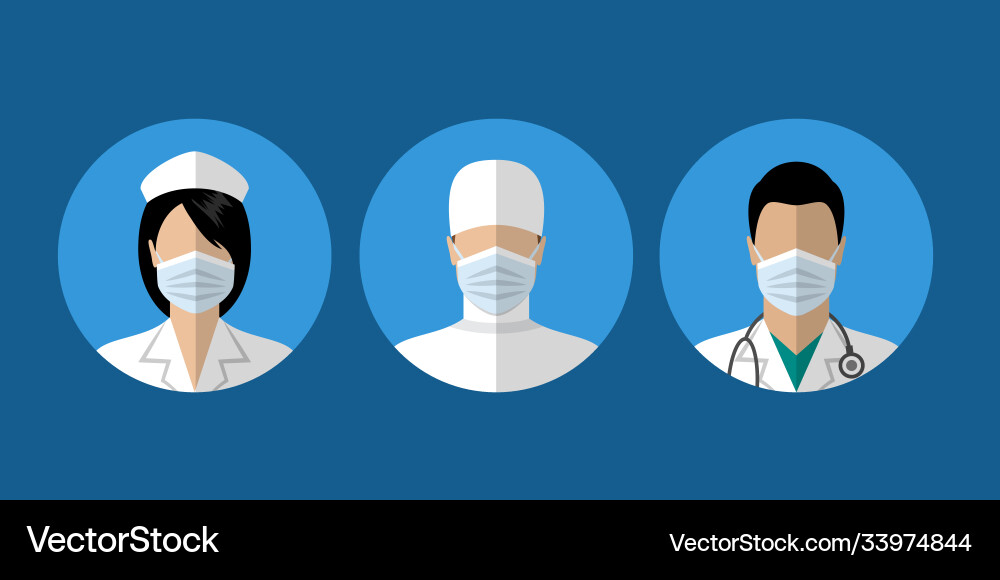 Medical Staff Icons - Nurse & Doctor Vector Image