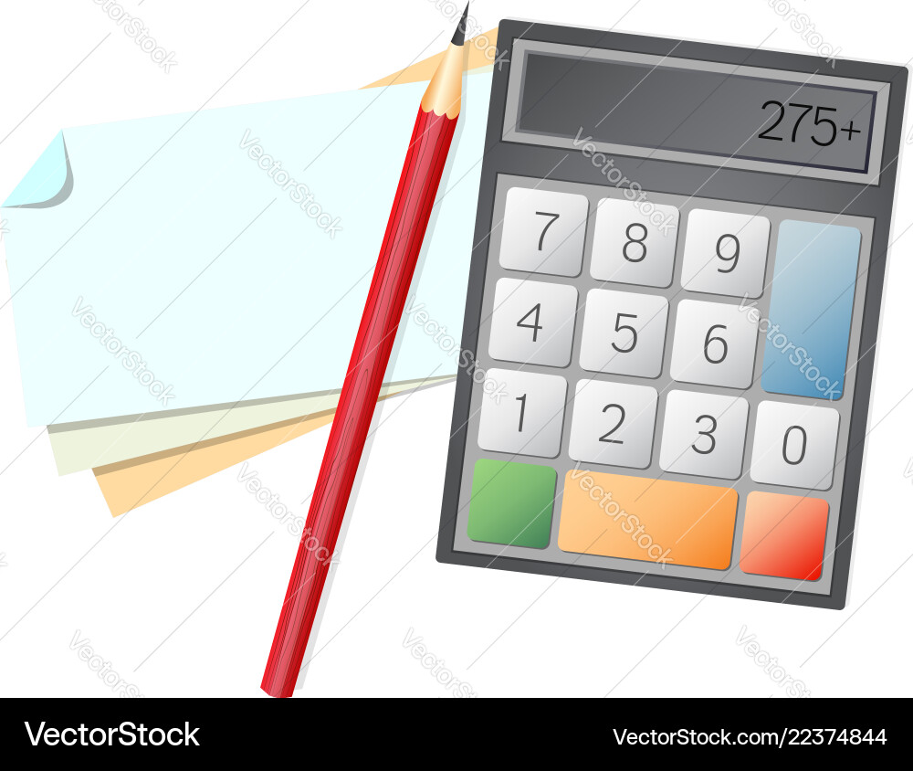 Note sheet and calculator Note sheet and calculator vector image