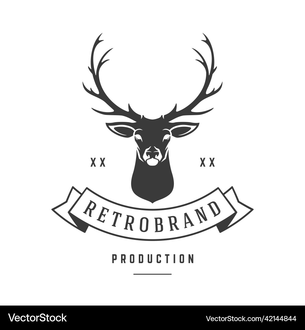 Retro hunting club with deer head logo Retro hunting club with deer head logo vector image