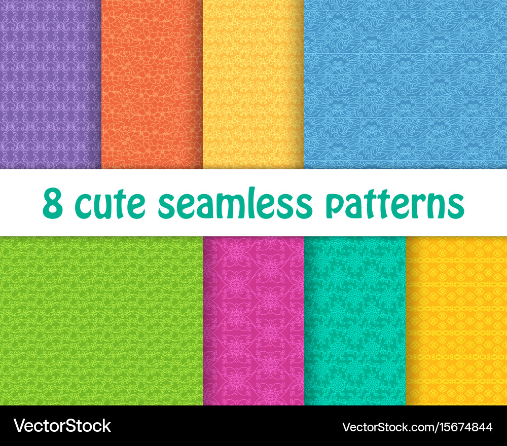 Set of cute bright seamless patterns abstract Vector Image