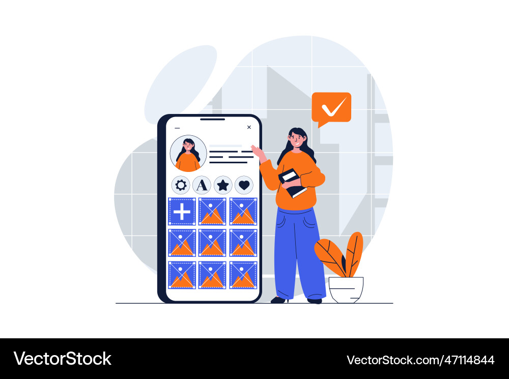 Social network web concept with character scene Social network web concept with character scene vector image