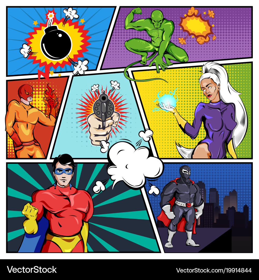 superheroes-comic-page-template-royalty-free-vector-image