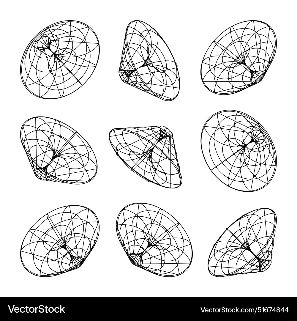 Wireframe lined shapes perspective mesh 3d grid Wireframe lined shapes perspective mesh 3d grid vector image