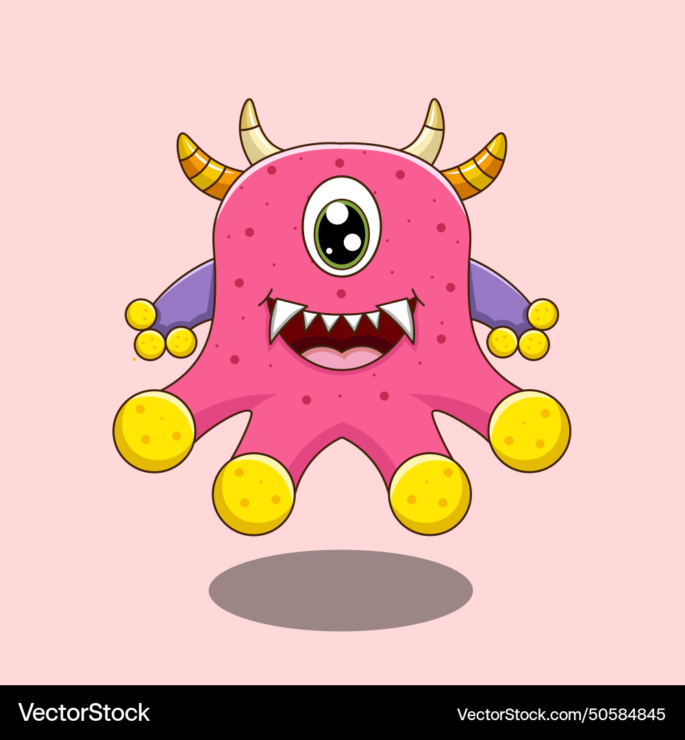 Cute pink monster Royalty Free Vector Image - VectorStock