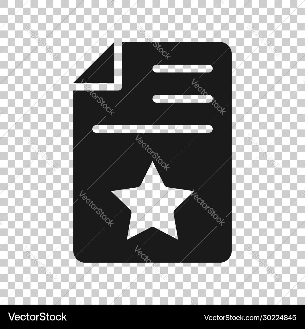 Document with star icon in flat style wish list vector image