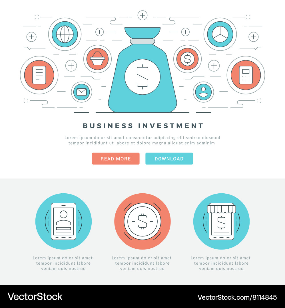Flat line business concept web site header vector image