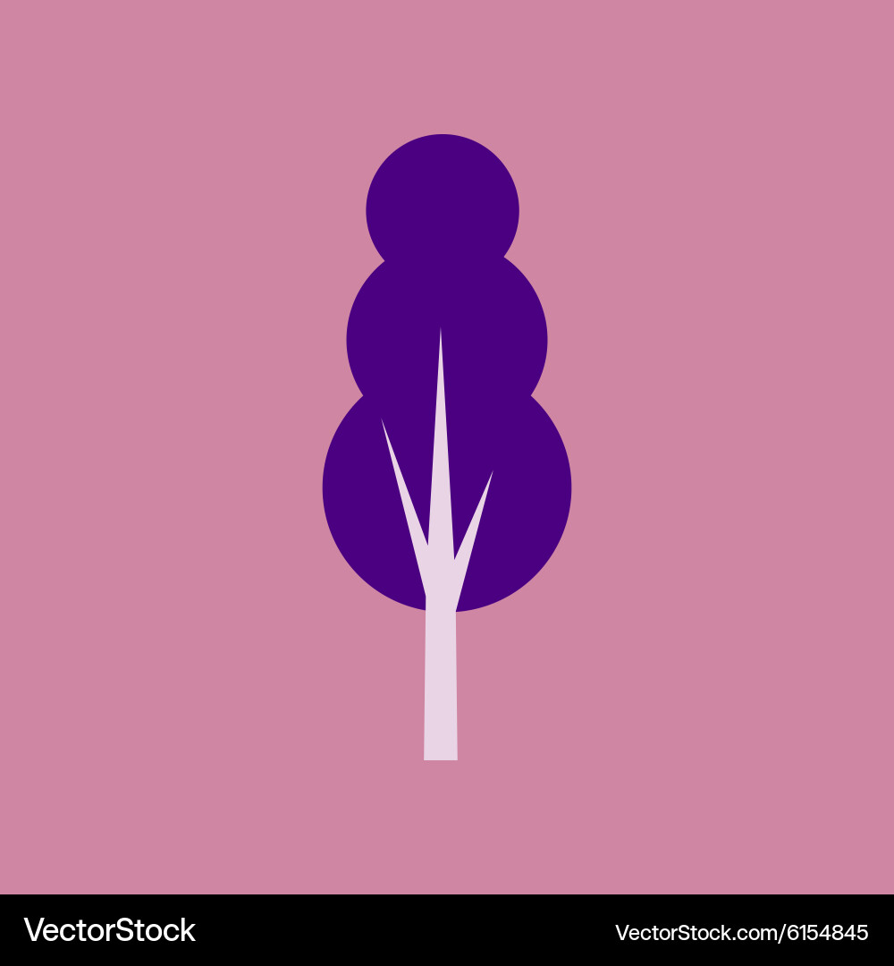 Flat with shadow icon and mobile application tree vector image