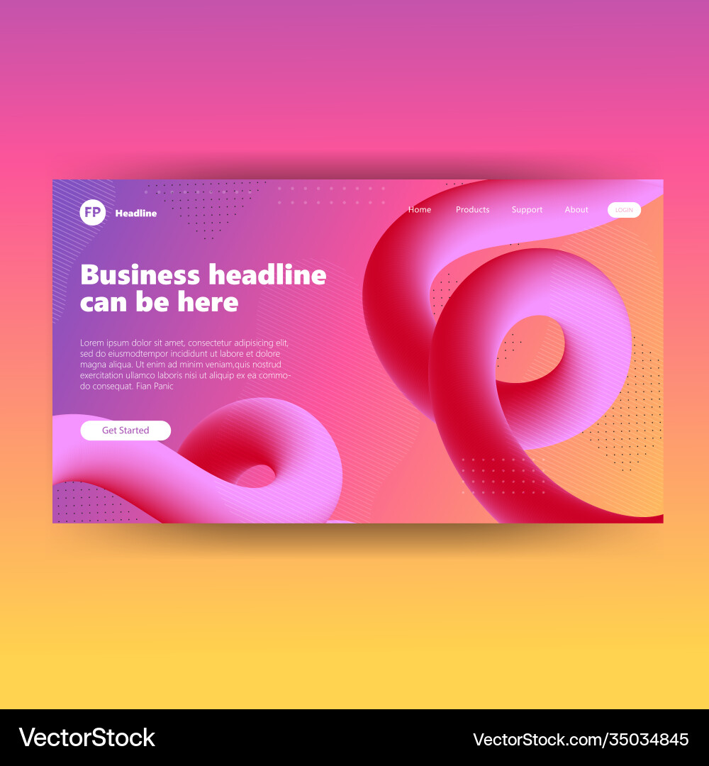 Landing page template with gradient modern webpage Landing page template with gradient modern webpage vector image