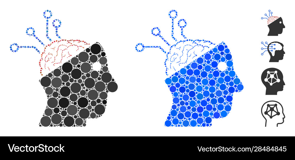 Neural interface links mosaic icon circle dots Vector Image