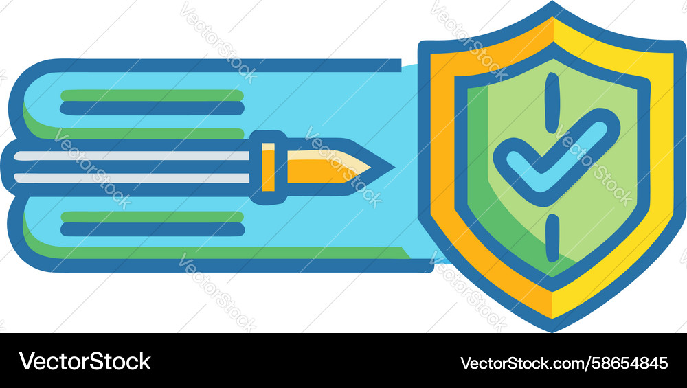 Secure knowledge icon book with shield Vector Image