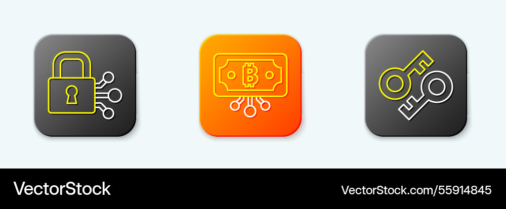 Set line lock with bitcoin circuit Set line lock with bitcoin circuit vector image