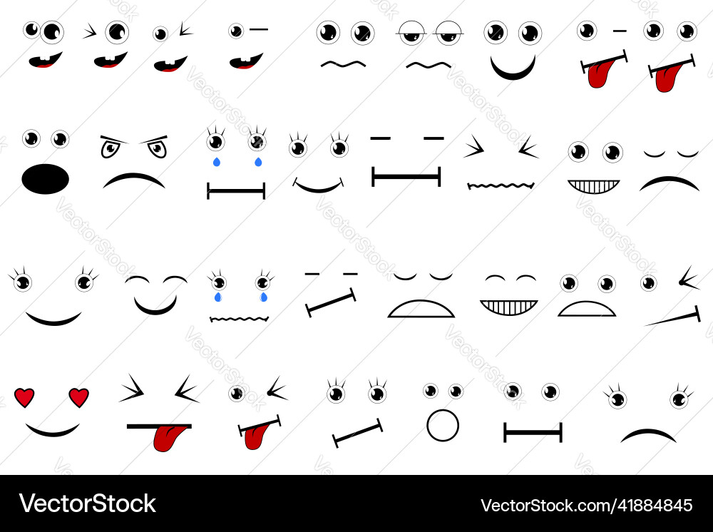 Simple set various expression big round eyes Vector Image
