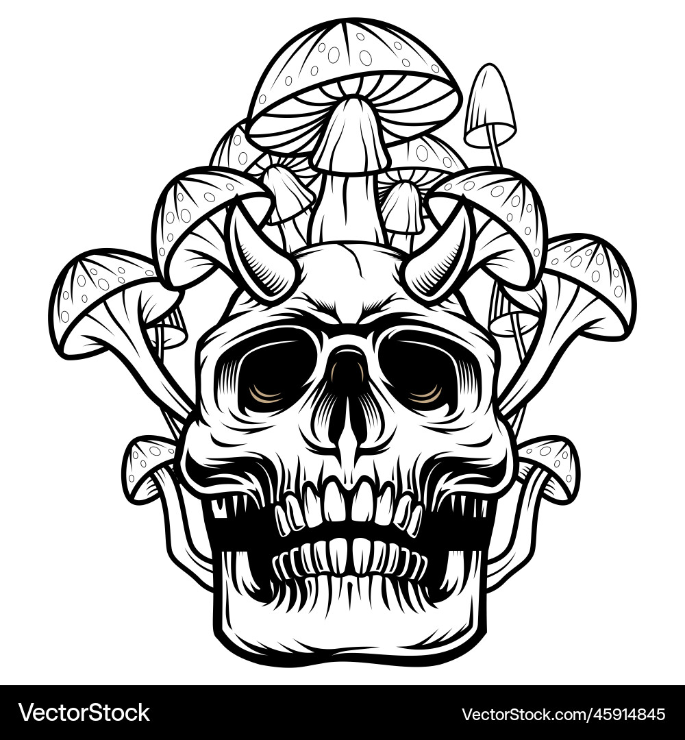 Skull Mushroom Mascot vector image