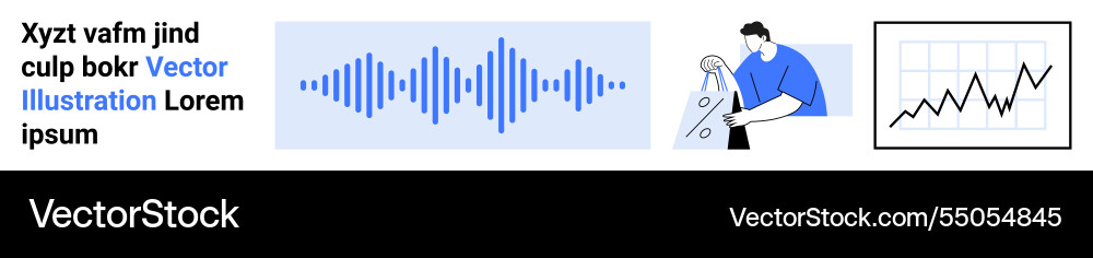 Sound wave patterns worker handling cable vector image