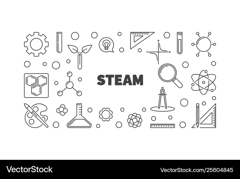 Steam concept minimal outline banner