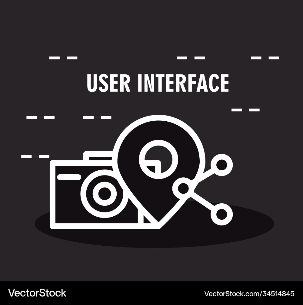User interface black background with share camera vector image