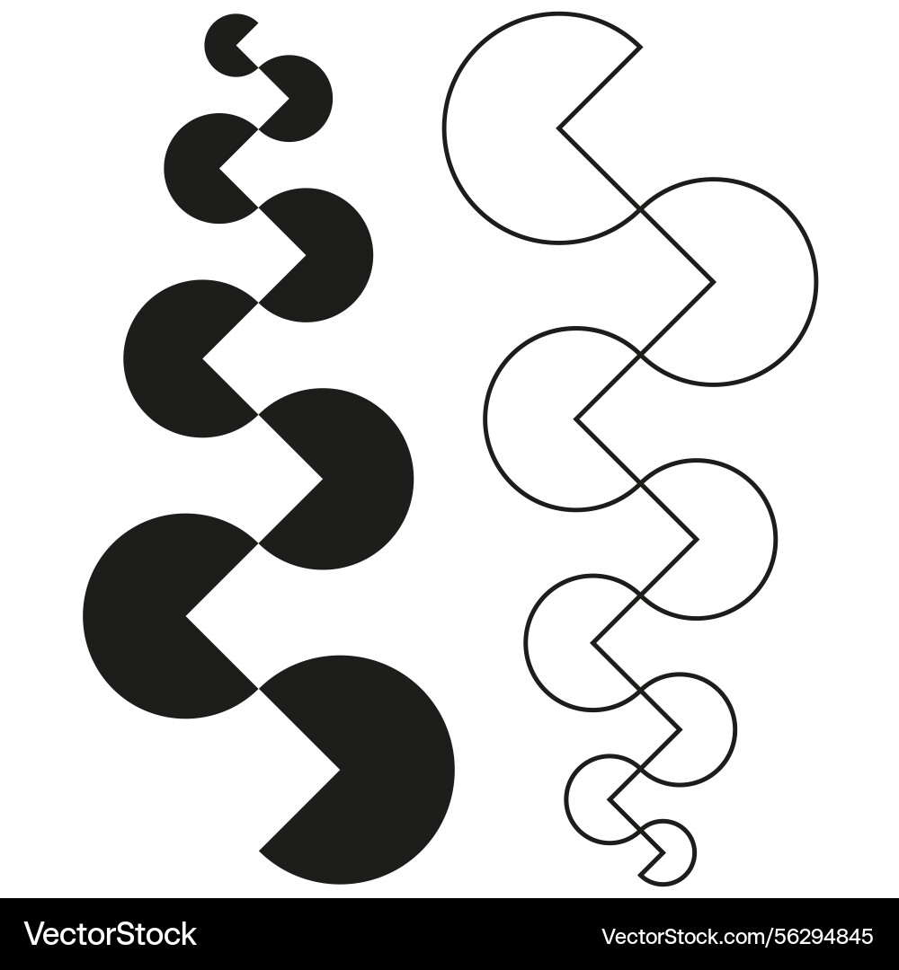Zigzag semicircle path bold shape layout Zigzag semicircle path bold shape layout vector image
