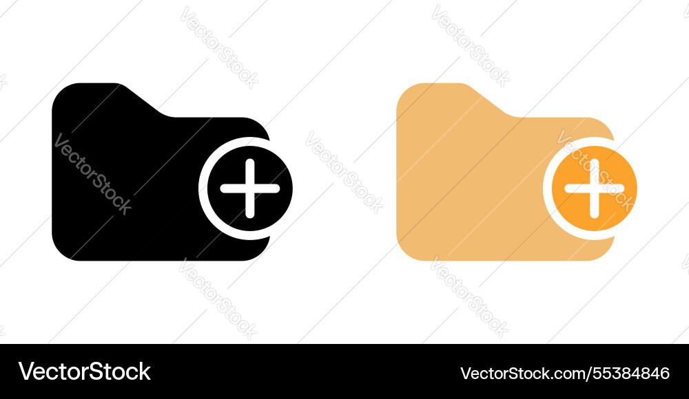 Add folder icons pack in black and colored version Vector Image