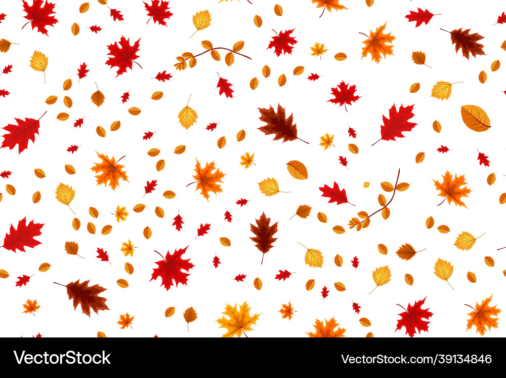 Autumn seamless pattern background with falling Vector Image