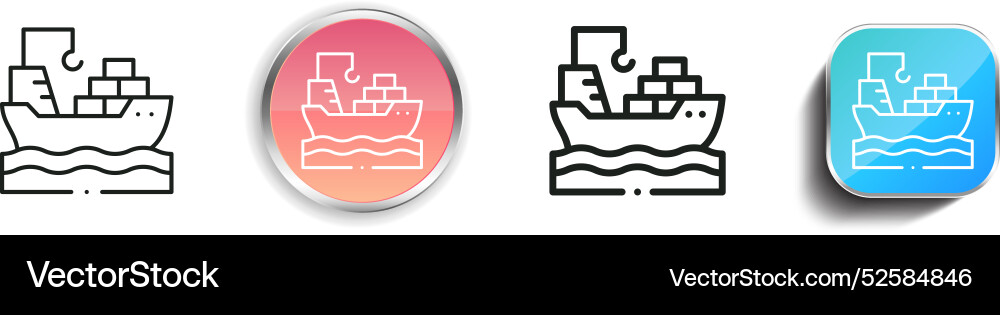 Cargo ship icon thin linear regular and button vector image