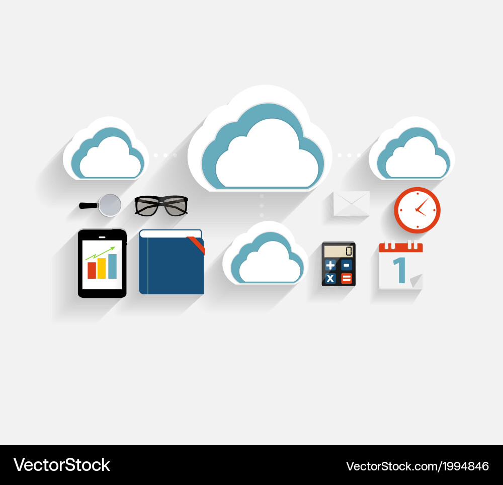 Cloud computing concept on different electronic vector image