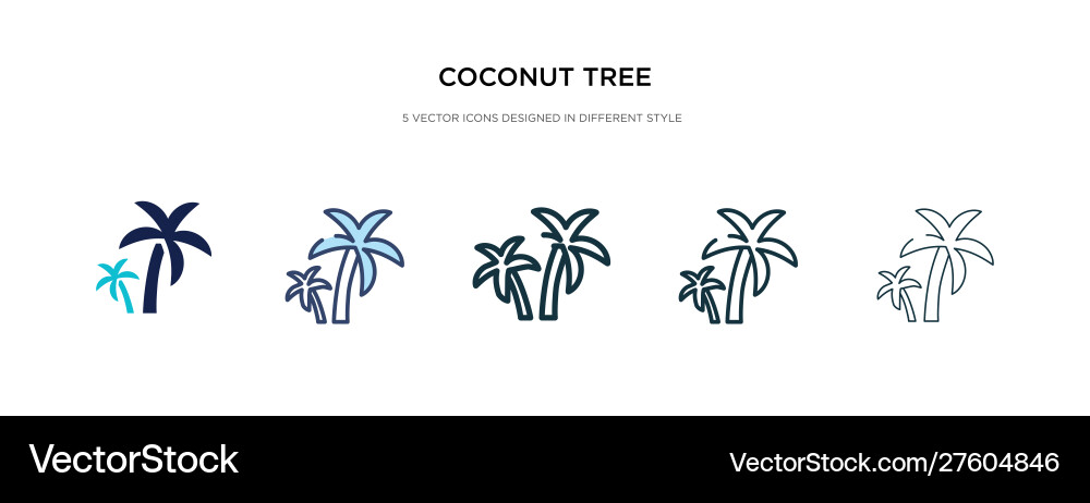 Coconut tree icon in different style two colored Vector Image