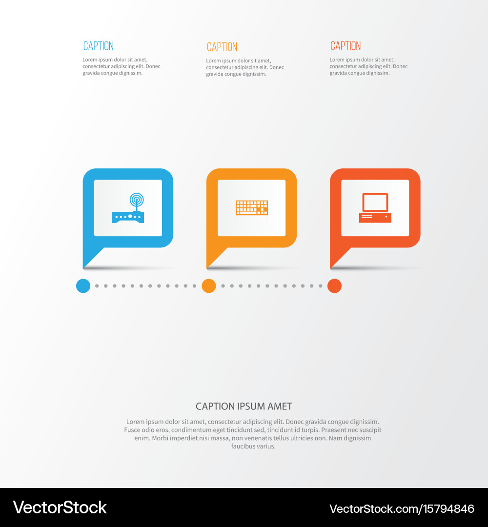 Computer icons set collection of keypad router vector image
