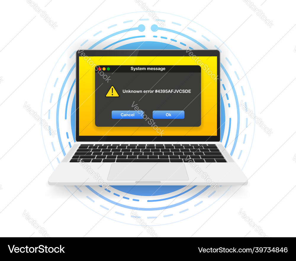 Concept operating system error warning for web Concept operating system error warning for web vector image